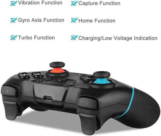 Alt view image 4 of 5 - For Nintend Switch Pro NS-Switch Pro Controller Gamepad Wireless-Bluetooth Gamepad Game joystick Controller with 6-Axis Handle