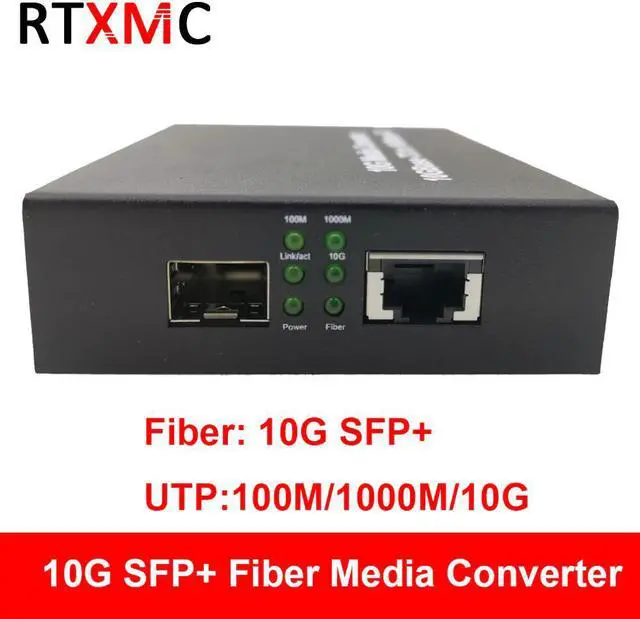 Alt view image 6 of 7 - 10G Enhanced SFP+ Media Converter 10GBase-T Ethernet Switch RJ45 to Optical Fiber Optic Transceiver Optical Convert FTTH Tool DC
