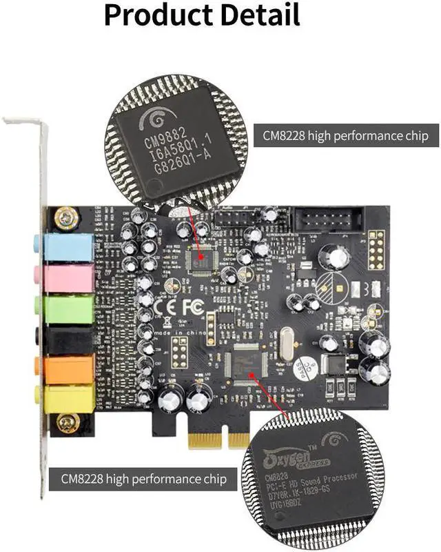 Alt view image 3 of 5 - 8 Channel Sound Output PCIE 7.1 Channel Sound Card Stereo Surround Sound Built-in CM8828 Chip Audio Sound Card