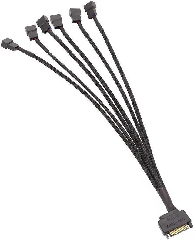 Alt view image 4 of 5 - fan cable FAN HUB SATA 15P revolution fan small 4Pin 3Pin net one with six