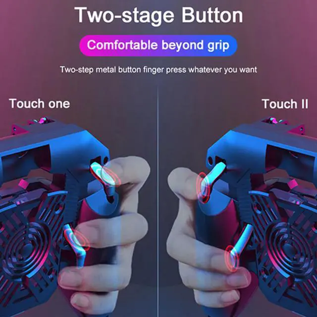 Alt view image 3 of 5 - DL88 Six Finger PUBG Mobile Trigger Fire Button Joystick Gamepad With Cooling Fan Phone Cooler L1R1 Shooter Game Controller