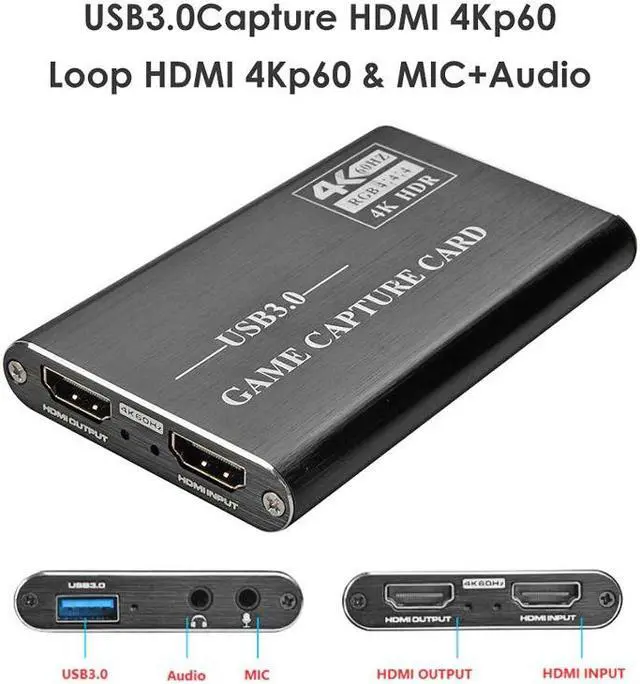 Alt view image 5 of 5 - 1080P 60fps MI Audio Video Capture Card MI To USB 3.0 Game Live Streaming Broadcast Recording Plate Mic Input 4K Loop Out