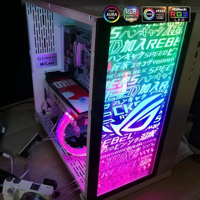 Alt view image 4 of 5 - RGB Panel 3D Lighting PC Case Transperant Stereo Decoration VGA Backplate A-RGB 12V/5V AURA SYNC Water cooler Custom