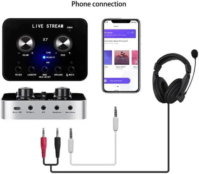 Alt view image 3 of 5 - Sound Card Headset Microphone Smartphone Webcast Personal Entertainment Live Broadcast Voice Changer for Mobile Phone C