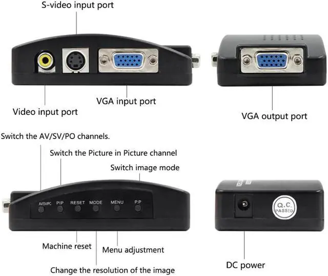 Alt view image 2 of 5 - S-video composite RCA Video Converter Convertor Box AV RCA CVBS to VGA Video Converter Conversor for to PC HDTV Converte