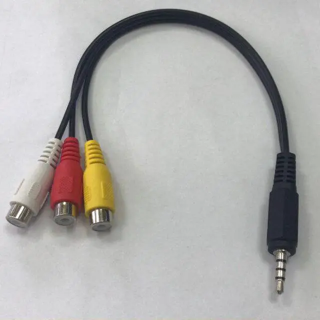Alt view image 2 of 5 - 2.5mm Mini AV Male to 3RCA Female M/F o Video Cable Stereo Jack Adapter Cord