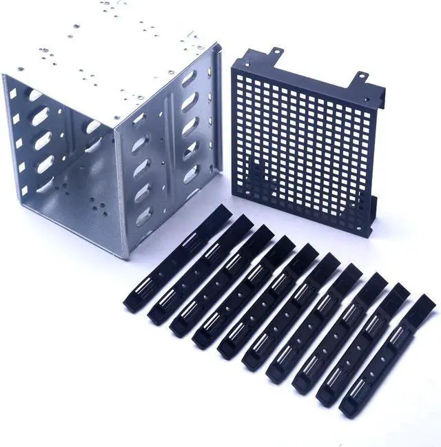 Main image of 5.25" to 5x 3.5" SAS SATA HDD Hard Drive Cage Rack for Computer with Fan Space PC Supplies Stainless Steel Tray Caddy Adapter