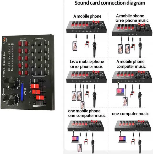 Alt view image 4 of 5 - Computer PC Live Sound Card Bluetooth Voice Chat External USB Headset Microphone Accessories Audio Mixer KTV Karaoke