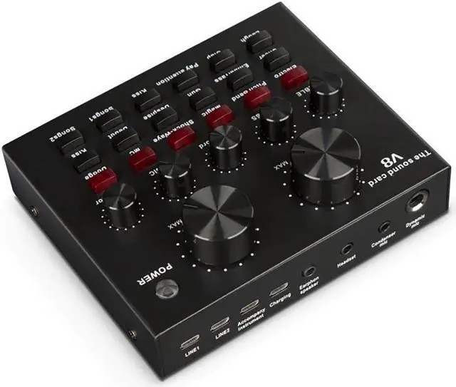Alt view image 3 of 5 - Sound Card Audio Set Interface External USB Live Microphone Sound Card  Function for PC Mobile Phone Sing
