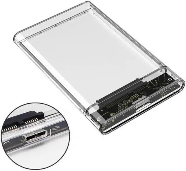Alt view image 2 of 5 - 1PC Transparent HDD Enclosure Box SSD Hard Drive SATA to USB 2.0 Adapter External HDD Case 2.5 inch Support 4TB HD 5.0Gbps