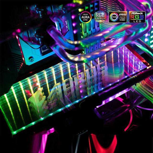 Main image of RGB Panel 3D Lighting PC Case Transperant Stereo Decoration VGA Backplate A-RGB 12V/5V AURA SYNC Water cooler Custom