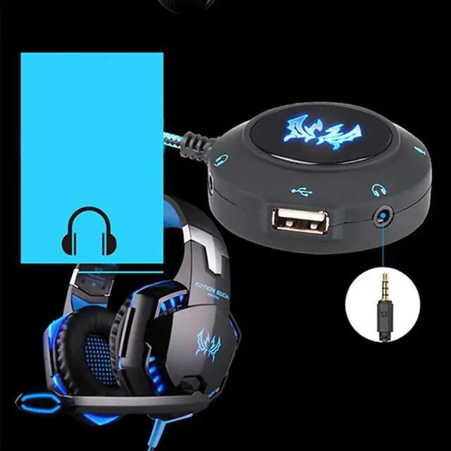 Alt view image 3 of 5 - Noise Cancelling PC USB External Audio Laptop Multi Interface Cable Sound Card Illuminated Stereo