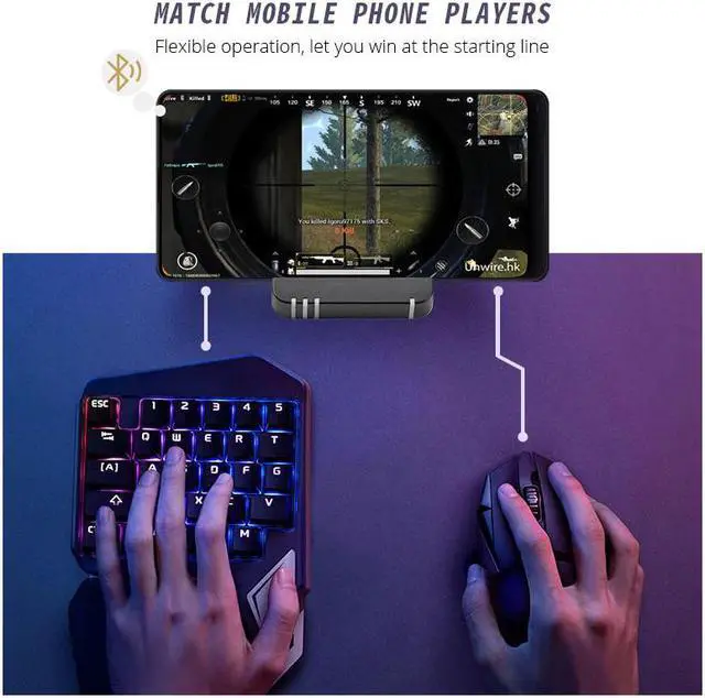 Alt view image 4 of 5 - PUBG Mobile Gamepad Controller Gaming Bluetooth Keyboard Mouse Converter Stand USB Adapter For Android/IOS