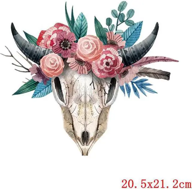 Alt view image 4 of 5 - Flower Patch Iron On Transfer For Clothing Deer Cat Heat Transfer Thermo Sticker On Clothes Thermal Transfers For Clothes