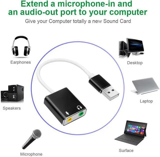 Alt view image 4 of 7 - USB 5.1 3D o Sound Card Virtual 7.1 Channel Converter Adapter Cable Computer Laptop Accessories