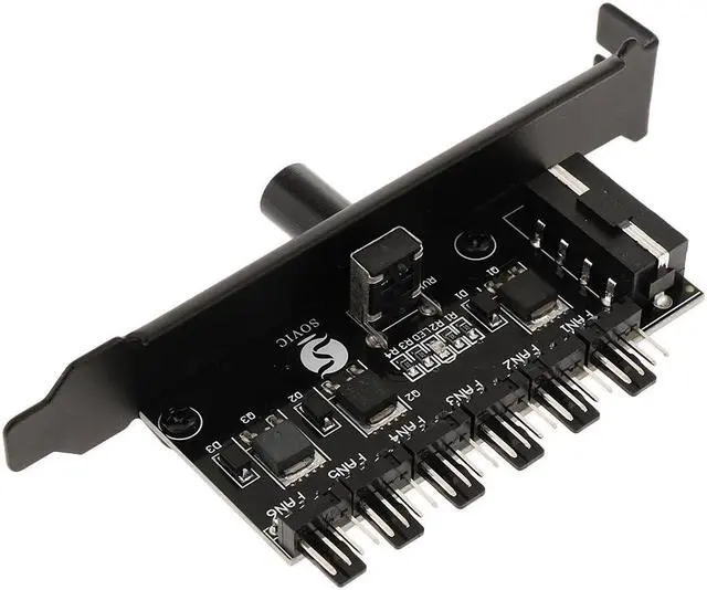 Alt view image 4 of 5 - 4-Pin Power 6-way Cooling Fan Temperature Controller Speed Governor Cooling Kit for PC Fans 4 Pins 6 Ways