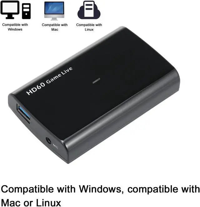 Main image of 1080P Video Input and Output MIC Input Black ezcap266 1080P HD Video Game Capture Box for Live Video Support