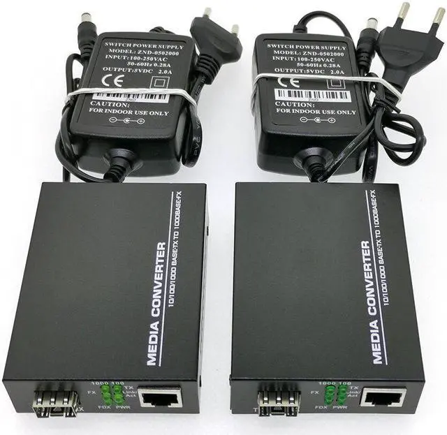 Alt view image 5 of 5 - 2pcs 1.25G SFP Fiber Port Media Converter to RJ45 Gigabit Media Converter 10/100/1000M Ethernet Transceiver fiber optical switch