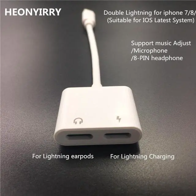 Alt view image 2 of 4 - 2 in 1 Double Jack Audio Adapter for iPhone 7/8/X for iOS11 Charging Music or Call For Charging Adapter earphone