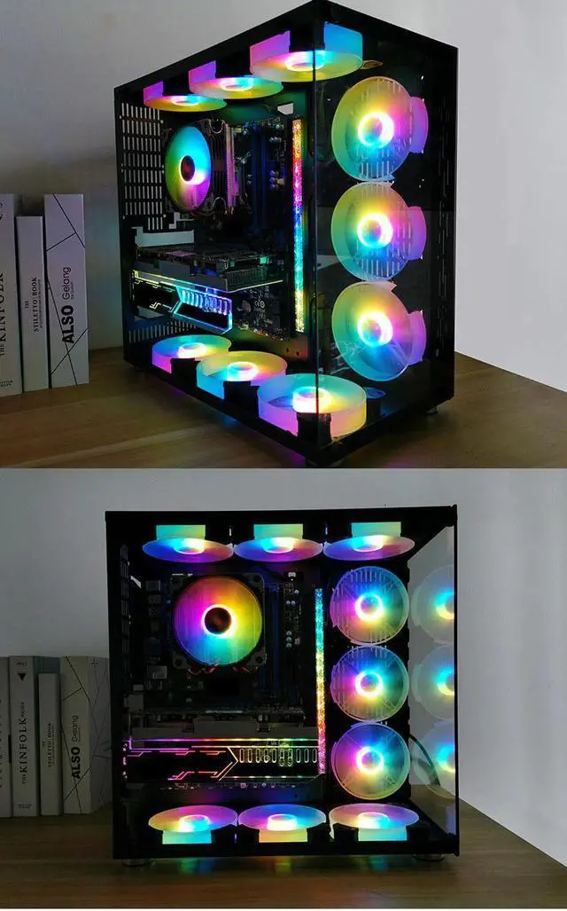 Alt view image 5 of 5 - 120 mm Computer Case Fan RGB Fan Adjustable Colorful Lamp Light For Radiator Mute PC 120mm Fans Adjust Cooler Ventilador