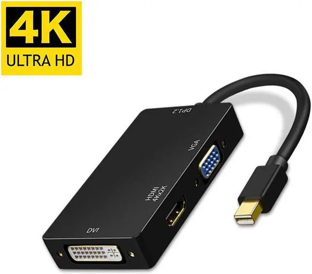 Alt view image 2 of 5 - 3 in 1 Thunderbolt 4K Mini Display Port Dock Converter MINI DP Male To  DVI VGA Female Adapter Converter Hub