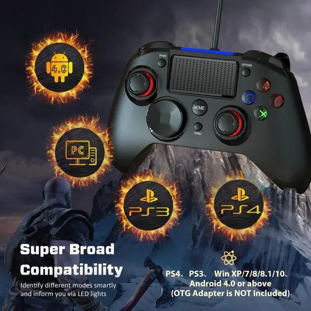 Alt view image 4 of 5 - PS4 Game Controller USB Wired Gamepad Multiple Joystick Vibration Handle 2M Cable Gamepad for iPhone iPad PC for PS4/PS3