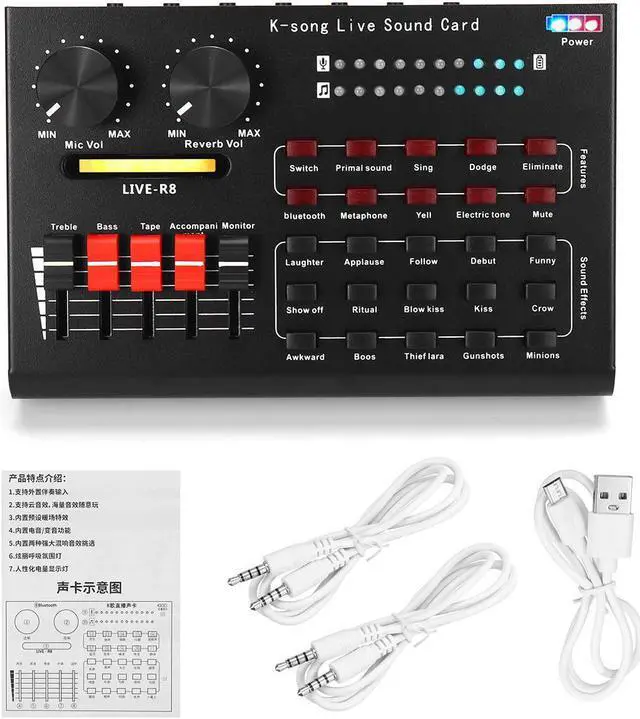 Main image of Bluetooth Sound Card Audio USB Headset Microphone Webcast Live Sound Card for Phone Computer PC Sing