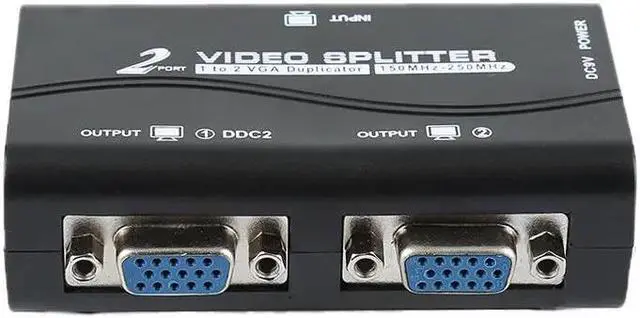 Main image of 1 Pc to 2 Monitor 2 Port VGA Video video Screen Splitter Box Adapter With Power Cable US Plug