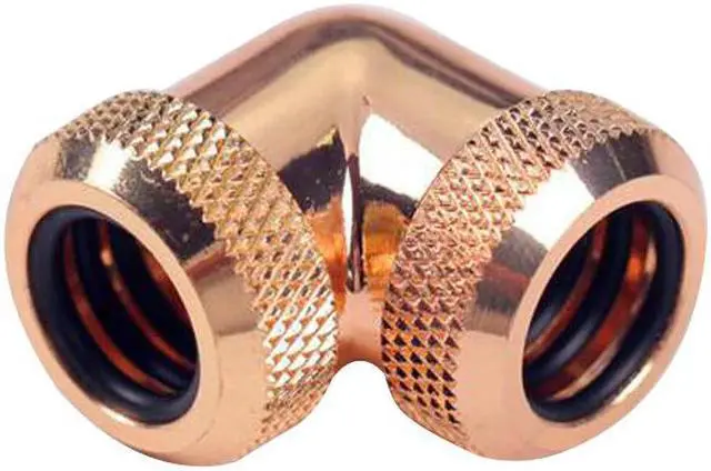 Alt view image 2 of 5 - 14mm Pipe Connector Water Cooling Hard Tube Fittings Twist 90 Degree Elbow G1/4 Inner Thread Adaptor OD