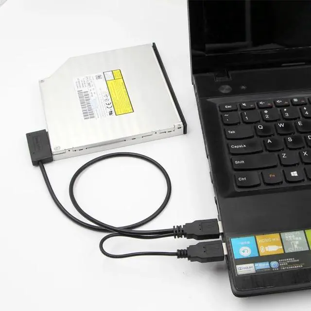 Alt view image 4 of 5 - USB  to 6+7 13Pin Slimline Slim SATA Cable With External USB2.0 Power Supply For Laptop CD-ROM DVD-ROM  ODD Adapter Converter
