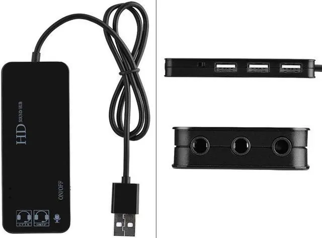 Alt view image 2 of 5 - 2020 NEW 7.1 Channel USB2.0 Hub External Sound Card Audio Adapter Earphone 3.5mm Jack Extender Stereo Sound Quality