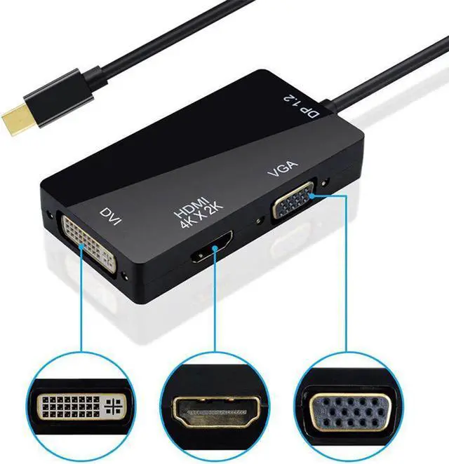 Alt view image 3 of 5 - 3 in 1 Thunderbolt 4K Mini Display Port Dock Converter MINI DP Male To  DVI VGA Female Adapter Converter Hub