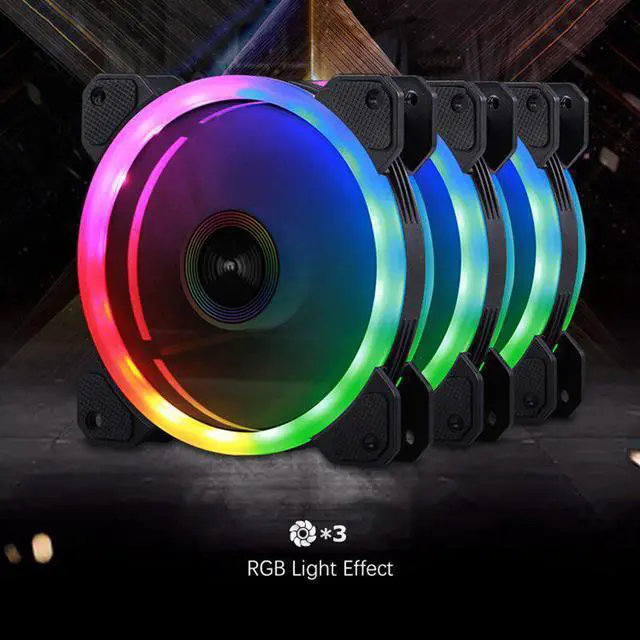 Alt view image 5 of 5 - PC Case Cooler Fan 120mm RGB Mute Adjustable LED 12V With RF Remote Controller Cooler Fan RGB Computer Cooling Fan