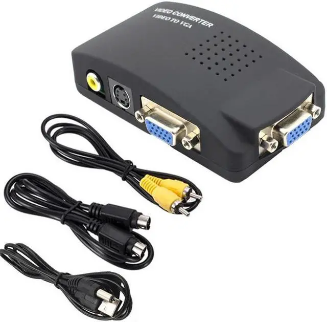 Main image of AV to VGA converter VGA+S-video Composite RCA in to VGA out for PC to TV