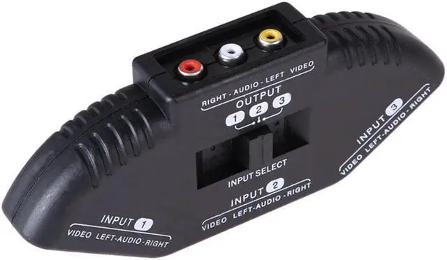 Alt view image 4 of 5 - High Quality 3 Ports Black Selector Video Game Switch Cable AV RCA for TV DVD