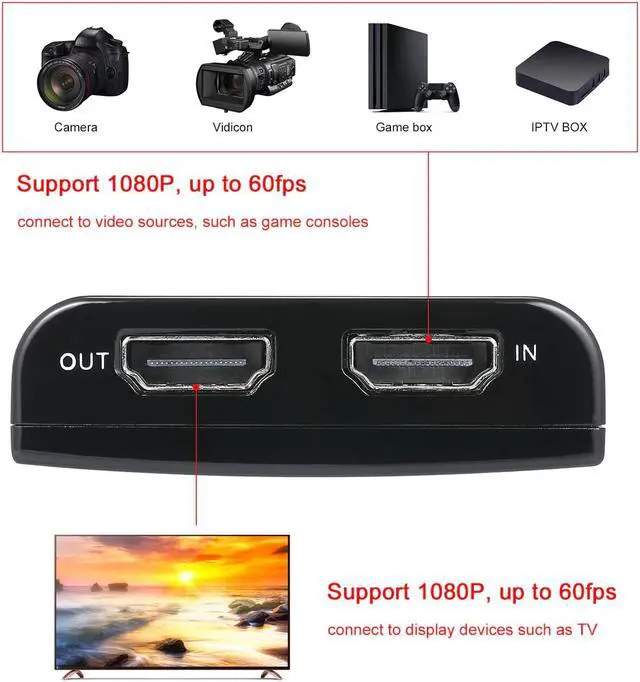 Alt view image 3 of 5 - 1080P Video Input and Output MIC Input Black ezcap266 1080P HD Video Game Capture Box for Live Video Support