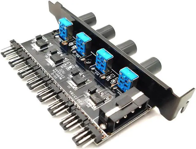 Main image of 12V Adapter 1 To 3 8 Way Knob Speed Controller Cooling Fan Hub 4Pin 3Pin Universal Practical 4D SATA Power Supply PC Case