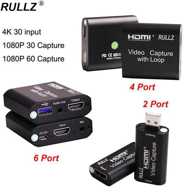 Main image of 2.0 3.0 4K Loop Out Audio Video Capture Card  Recording Box Mic In Phone Game Live Streaming for Switch PS4 DVD Camera