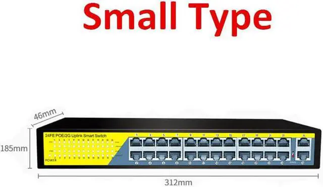 Alt view image 2 of 5 - 24Ports Gigabit Switch 1000Mbps POE Switch , Smart Desktop Network Power Over Ethernet InjectorExtend 250M ,2 Port Uplink 1 SFP