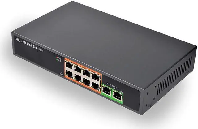 Alt view image 5 of 5 - 8+2 All Gigabit Poe Switch 150W Power IEEE802.3Af/At Poe Network Ethernet Switch(EU Plug)