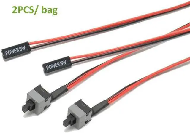 Alt view image 5 of 5 - 2PCS Desktop Computer PC Power Button Reset Cable Cord Switch Cables Re-starting SW I/O Re-set Power Cabo