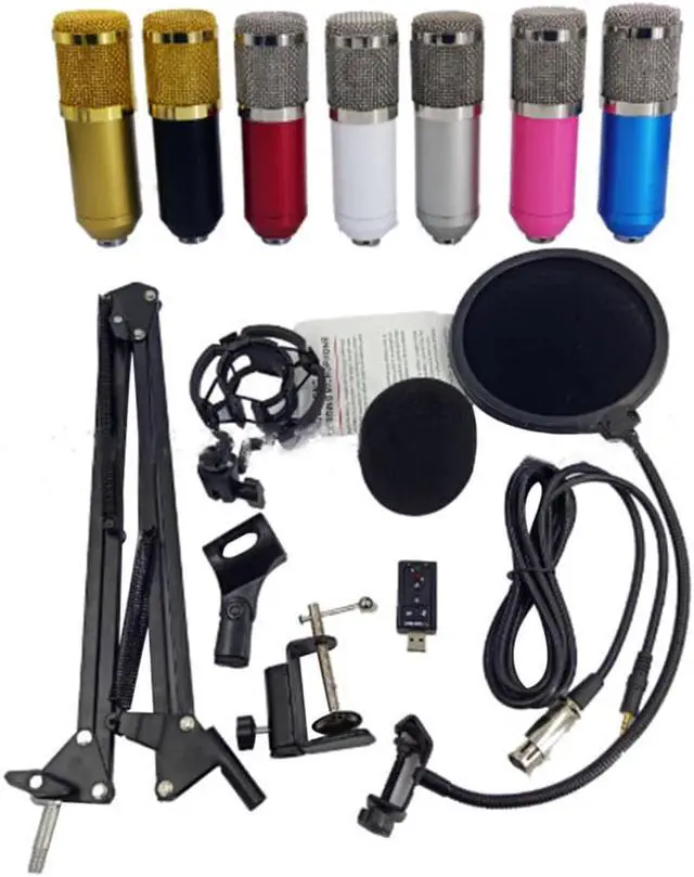 Alt view image 2 of 5 - Microphone Condenser Sound Recording Microphon for Radio Braodcasting KTV Karaoke Mic USB Sound Card Microphone Set