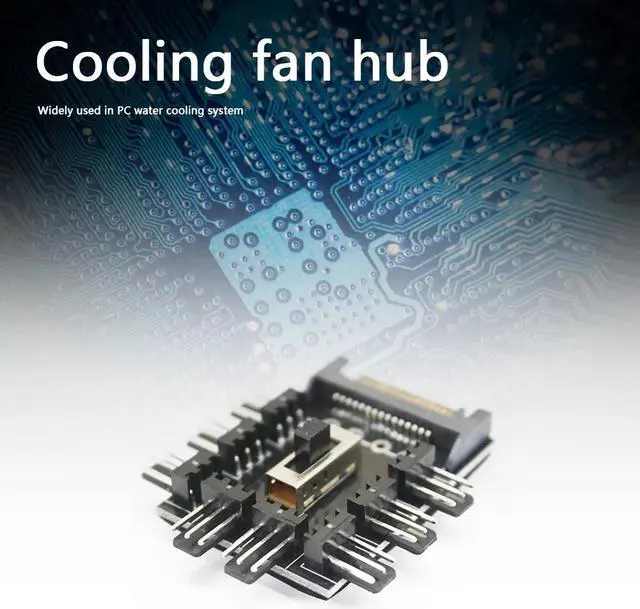 Alt view image 3 of 5 - Cooler Cooling Fan Hub Practical Multi-functional Classic PC SATA 1 to 8 3Pin 12V Power Socket PCB Adapter