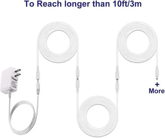 Alt view image 4 of 5 - White 1M 2M  4M 5M 10M DC 12V Extension Cable 5.5mm*2.1mm Female Male Power Cord Wire For CCTV Camera Home Appliance