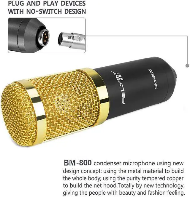 Alt view image 3 of 5 - HOT! BM 800 Professional Condenser Microphone for Computer Audio Studio Vocal Rrecording Mic Phantom Power Sound card