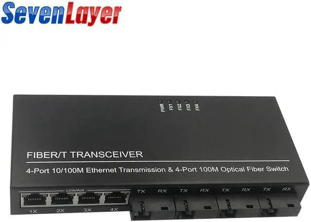 Alt view image 3 of 5 - Fiber switch 4 RJ45 4 SC Optical Media Converter Single Mode fiber Port 10/100M