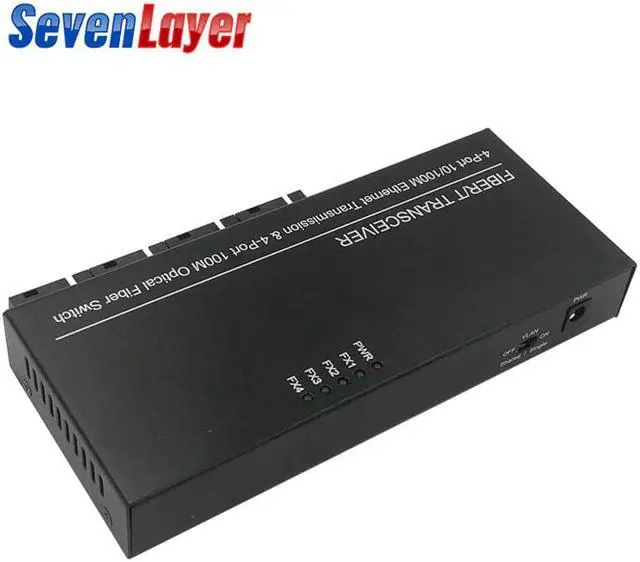 Alt view image 5 of 5 - Fiber switch 4 RJ45 4 SC Optical Media Converter Single Mode fiber Port 10/100M