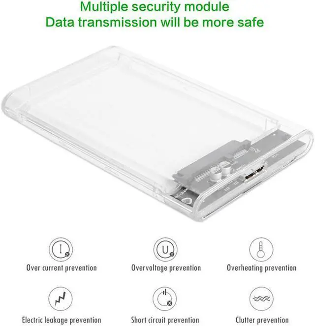 Alt view image 4 of 5 - 2.5" HDD Enclosure SATA to USB3 Portable Clear Hard Drive Disk SSD Supports UASP SATA III Tool-Free Design