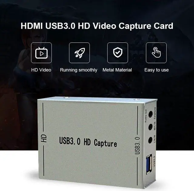 Alt view image 2 of 5 - 4K  USB 3.0 Video Capture Card 1080P Mini Grabber Record Box 1 Way Acquisition Card for Live Streaming Gaming Recording