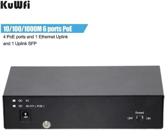 Alt view image 4 of 4 - 1000Mbps POE Network Switch 6Ports Gigabit Switch Ethernet 4*10/100/1000Mbps POE Port 10Gbps Switching Capacity Plug Play